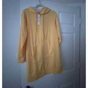 Women’s Yellow Hooded Sweatshirt Dress - White Mark